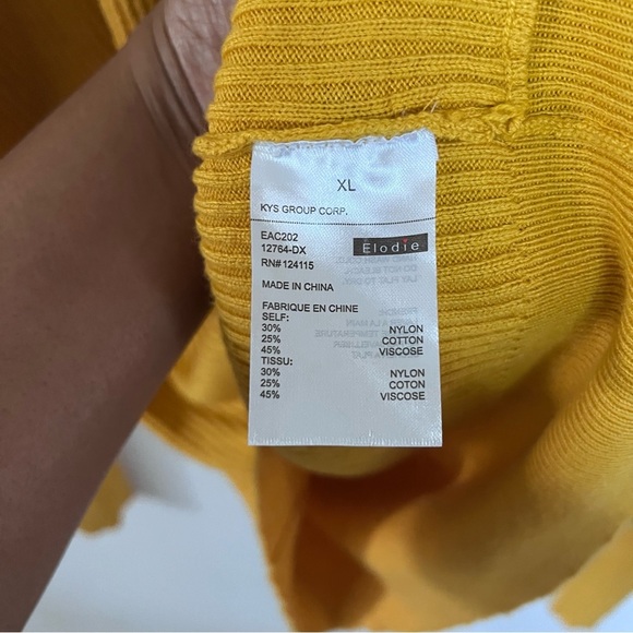Elodie Mustard Yellow Ribbed V-Neck Wrap Sweater |Size XL| - Picture 6 of 7